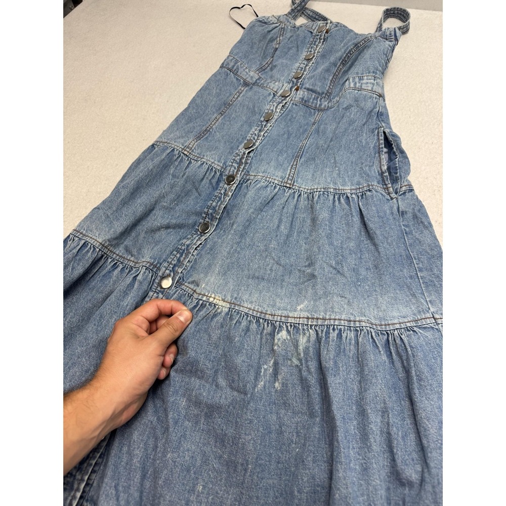 Anthropologie Pilcro Tiered Denim Maxi Dress Women's 2 Blue Sundress Western - Picture 2 of 14